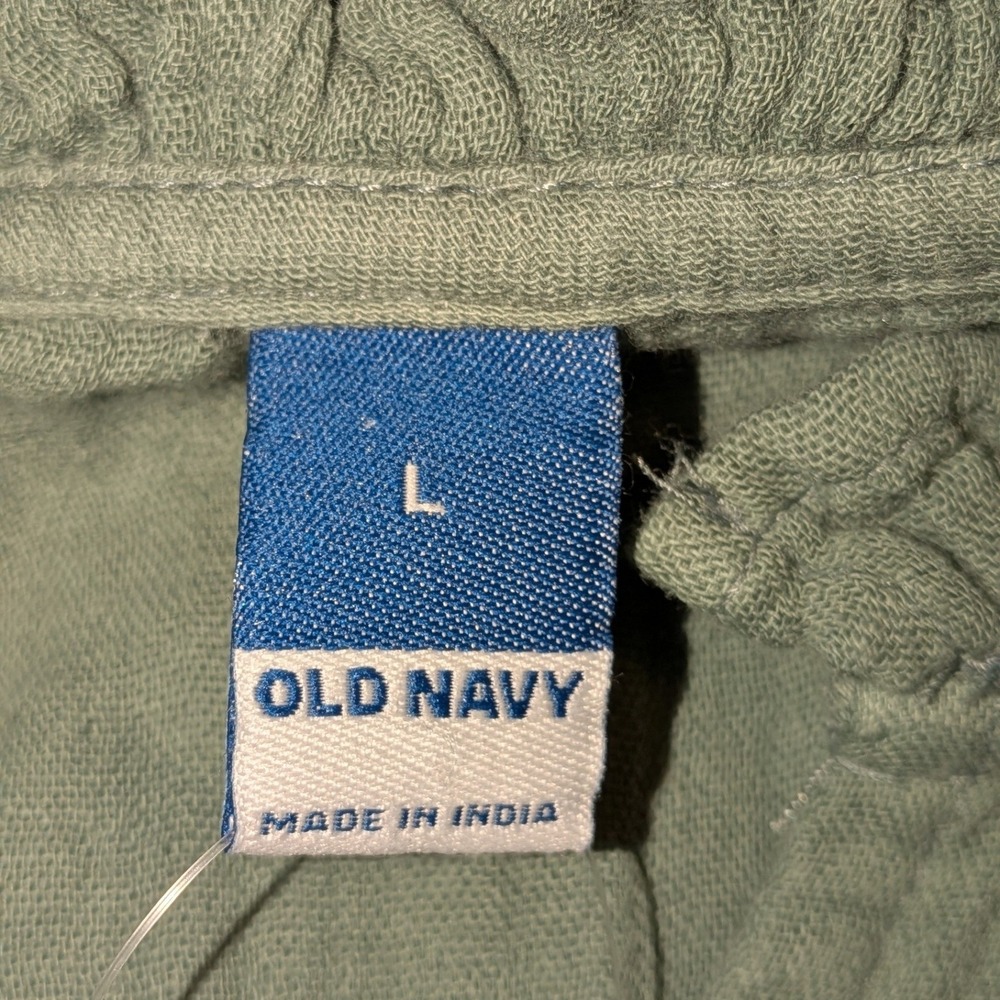 Old Navy Womens Sage Green Cotton Gauze Tiered Babydoll Swing Dress Large NWT - Picture 3 of 10
